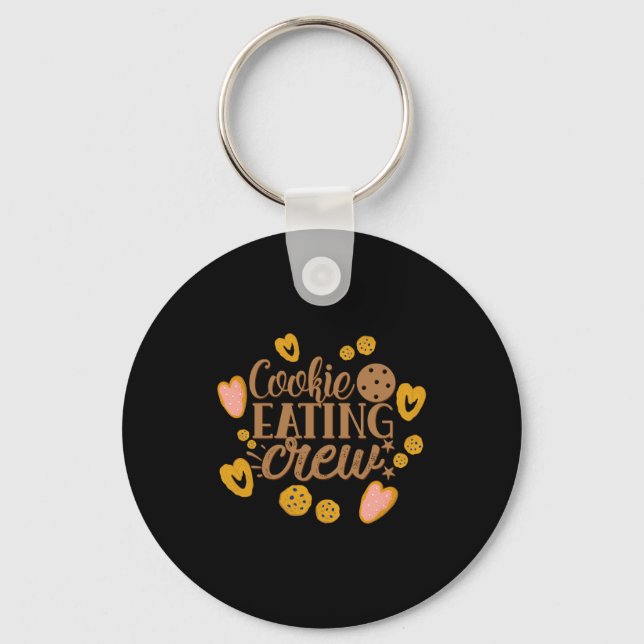 Cookie Eating Crew Fun Christmas Toddler T Shirt  Key Ring (Front)
