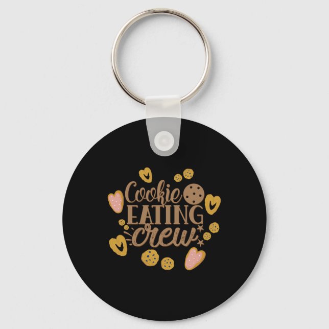 Cookie Eating Crew Fun Christmas Toddler T Shirt  Key Ring (Front)