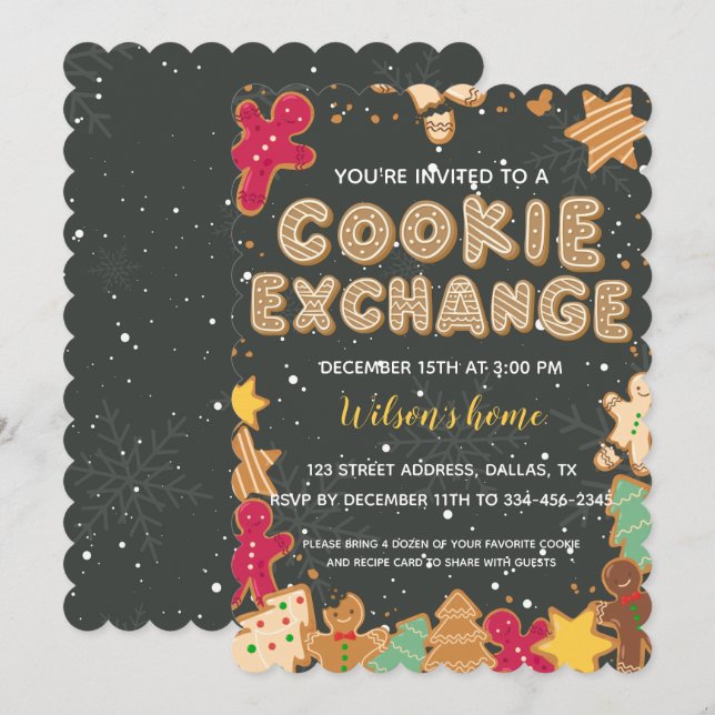 Cookie Exchange Christmas Holiday Party Invitation (Front/Back)