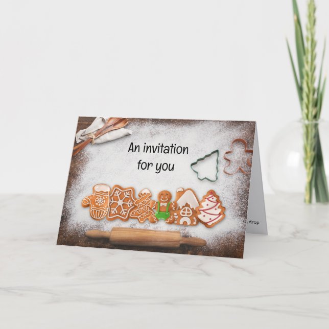 Cookie Exchange Christmas Party Gingerbread Theme Invitation (Front)