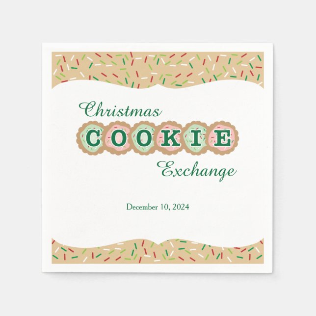 Cookie Exchange Frosted Holiday Cookies Napkin (Front)