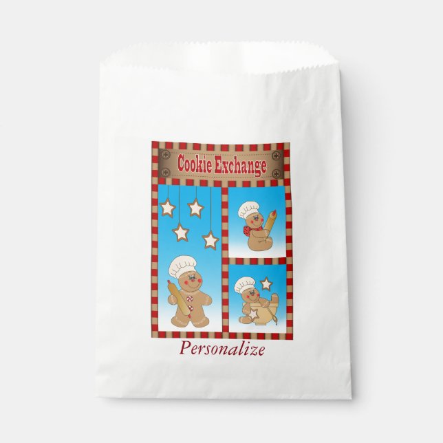 Cookie Exchange Gingerbread Men Bakers Favour Bags (Front)