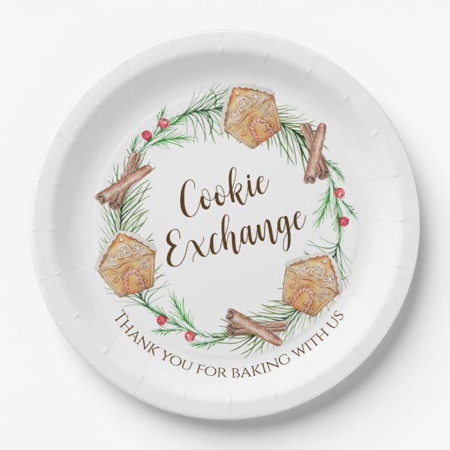 Cookie Exchange Holiday  Paper Plate (Front)