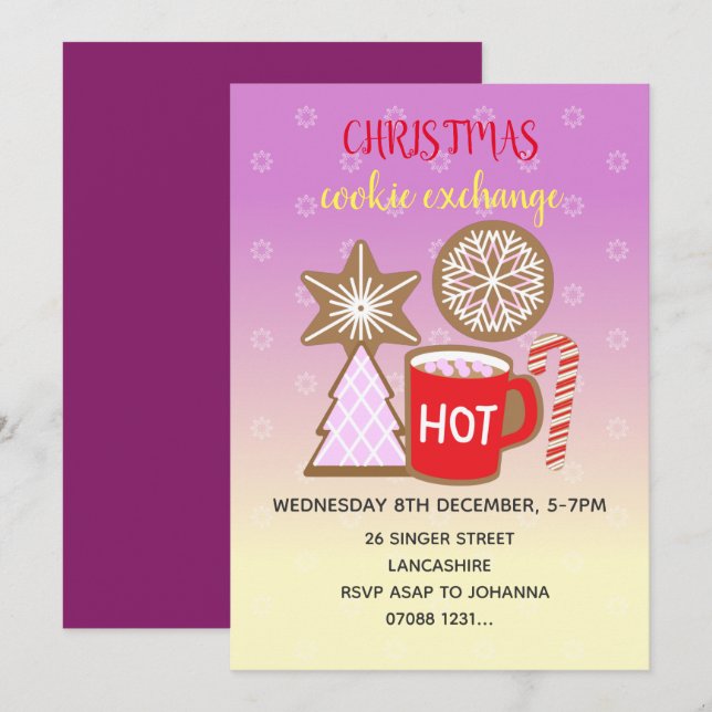 Cookie Exchange Hot Mug Christmas Party Invitation (Front/Back)