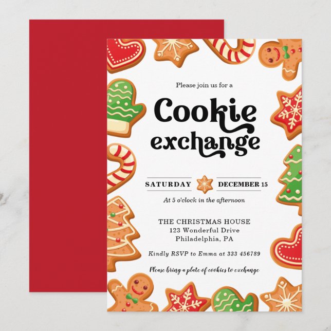 Cookie exchange Party Christmas Invitation (Front/Back)