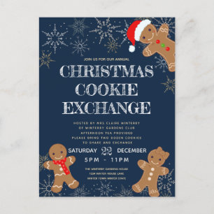 Cookie Exchange Party Navy Holiday Invitation Postcard