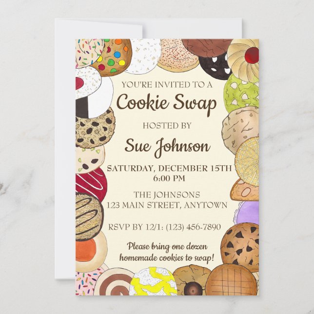 Cookie Exchange Swap Bake Sale Baked Goods Party Invitation (Front)
