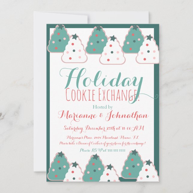 Cookie Exchange Swap Christmas Tree  Holiday Invitation (Front)