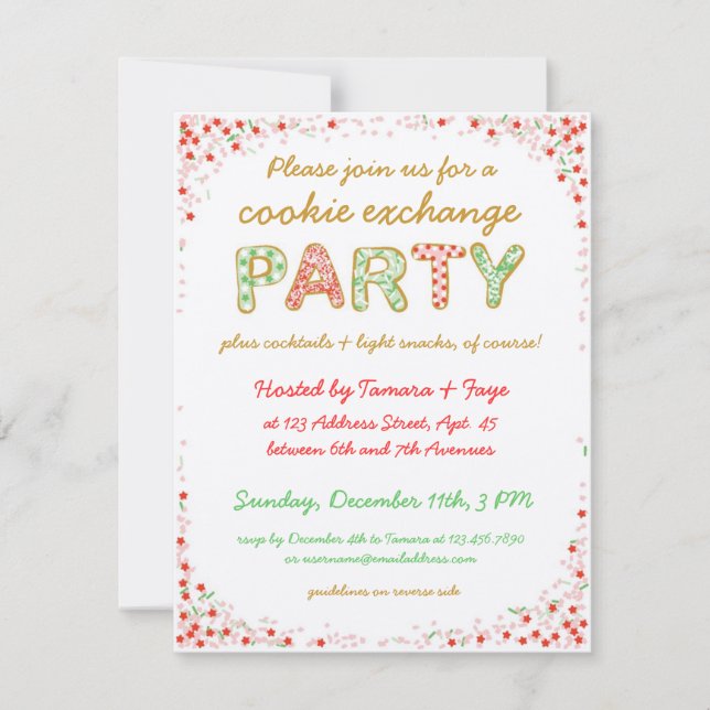 Cookie Exchange Swap Party Invite w/ Instructions (Front)