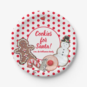 Cookie for Santa Christmas Mouse Red Dot Custom Paper Plate