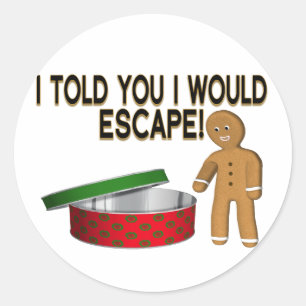 Cookie Gingerbread Man Escape Classic Round Sticker