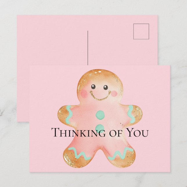 Cookie Gold Blush Pink Mint Thinking of You Postcard (Front/Back)