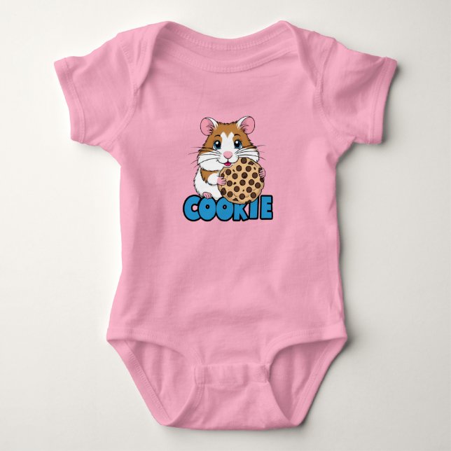 Cookie hamster baby bodysuit (Front)