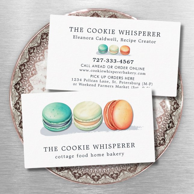 Cookie Home Bakery Cottage Food Business Card (Home Based Cookie Bakery Macarons Logo Business Card Magnet)