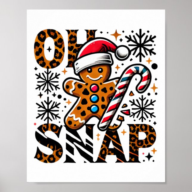 Cookie Leopard Gingerbread Man Christmas Cute Oh S Poster (Front)