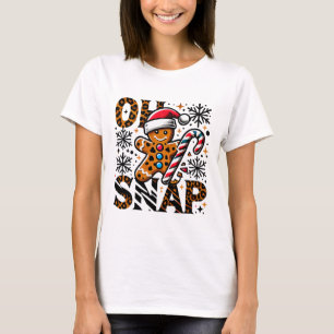 Cookie Leopard Gingerbread Man Christmas Cute Oh S T-Shirt