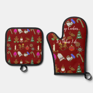 Cookie Maker All-Over Print Apron Oven Mitt & Pot Holder Set