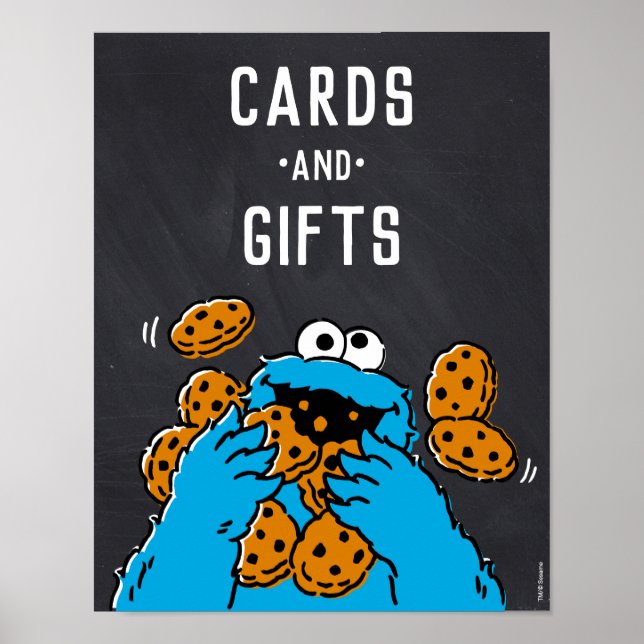 Cookie Monster 1st Birthday Cards & Gifts Poster (Front)