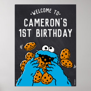 Cookie Monster 1st Birthday Welcome Poster