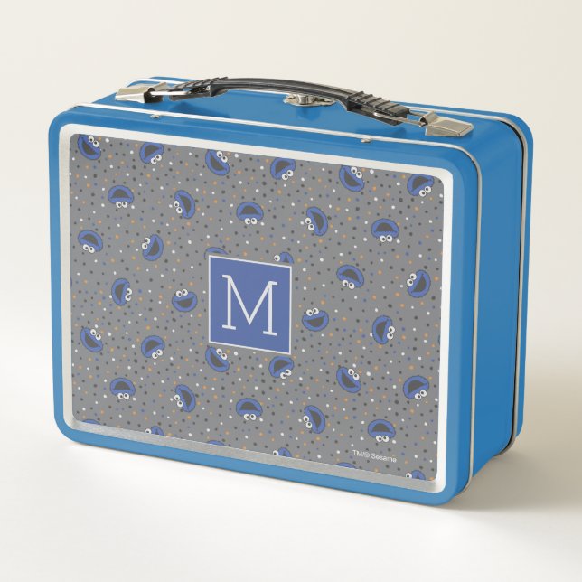 Cookie Monster | 80's Throwback Polka Dot Pattern Metal Lunch Box (Back)