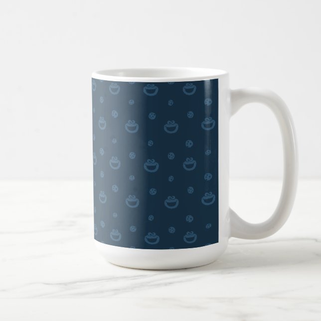 Cookie Monster and Cookies Blue Navy Pattern Coffee Mug (Right)