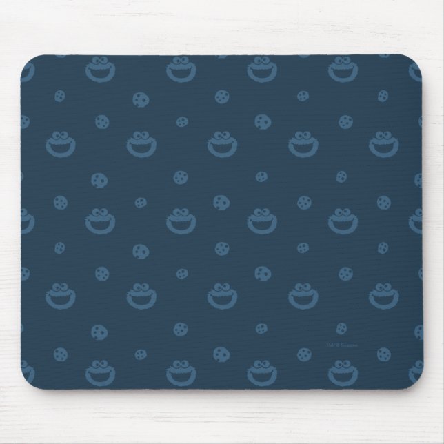 Cookie Monster and Cookies Blue Navy Pattern Mouse Mat (Front)