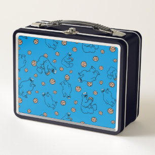 Cookie Monster and Cookies Blue Pattern Metal Lunch Box