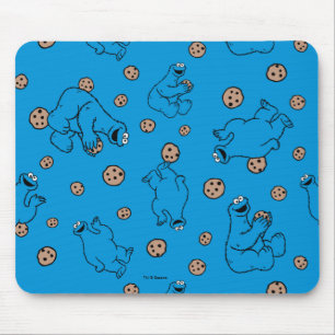 Cookie Monster and Cookies Blue Pattern Mouse Mat