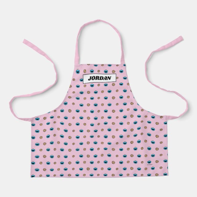 Cookie Monster and Cookies Pink Pattern Apron (Front)