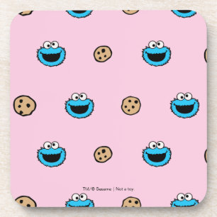 Cookie Monster and Cookies Pink Pattern Coaster