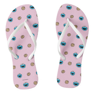 Cookie Monster and Cookies Pink Pattern Flip Flops