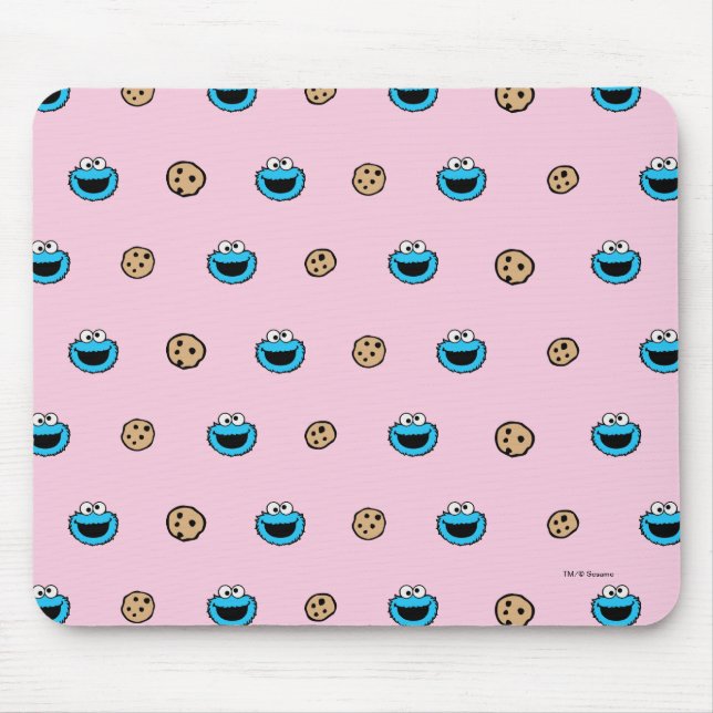 Cookie Monster and Cookies Pink Pattern Mouse Mat (Front)