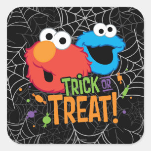 Cookie Monster and Elmo - Trick or Treat Square Sticker