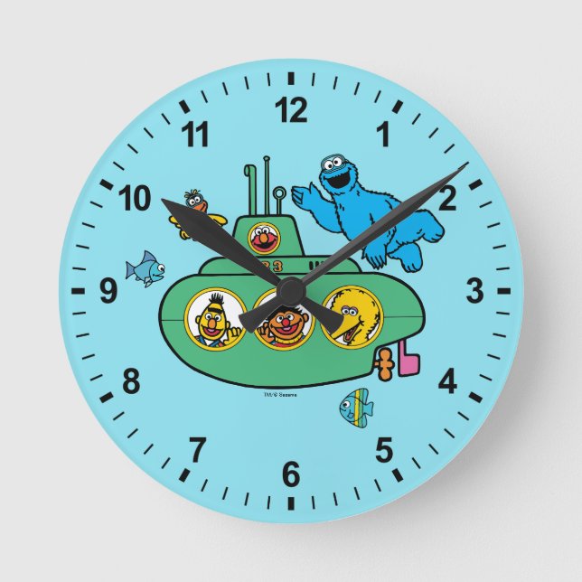 Cookie Monster and Sesame Pals Submarine Round Clock (Front)