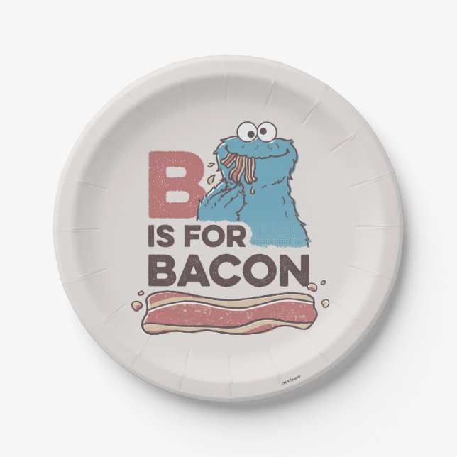 Cookie Monster | B is for Bacon Paper Plate (Front)
