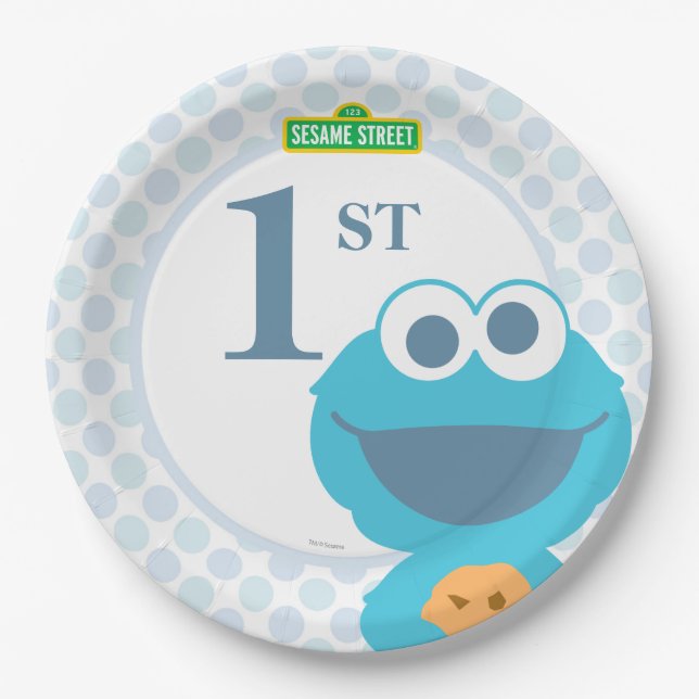 Cookie Monster Baby Birthday Paper Plate (Front)