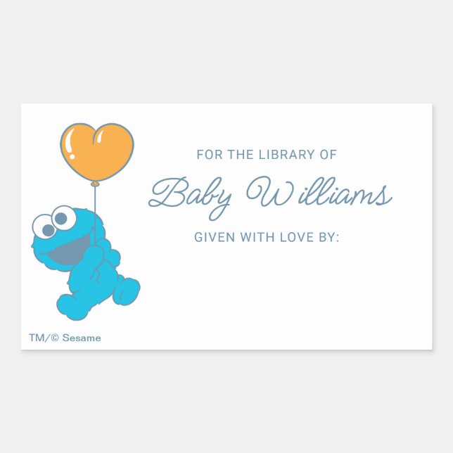 Cookie Monster Baby Shower Bookplate Rectangular Sticker (Front)