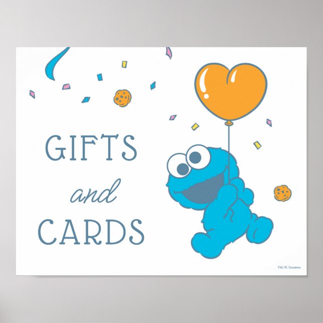 Cookie Monster Baby Shower Gifts & Cards Sign (Front)