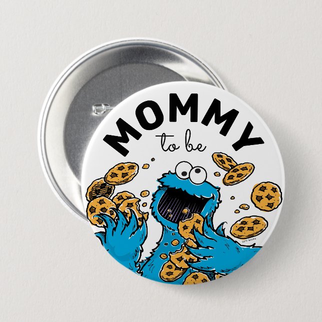 Cookie Monster Baby Shower Mummy To Be 7.5 Cm Round Badge (Front & Back)