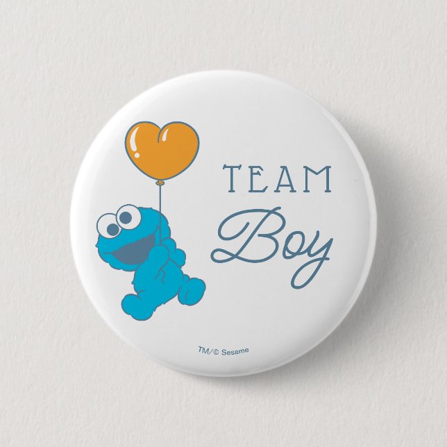 Cookie Monster Baby Shower Team Boy 6 Cm Round Badge (Front)