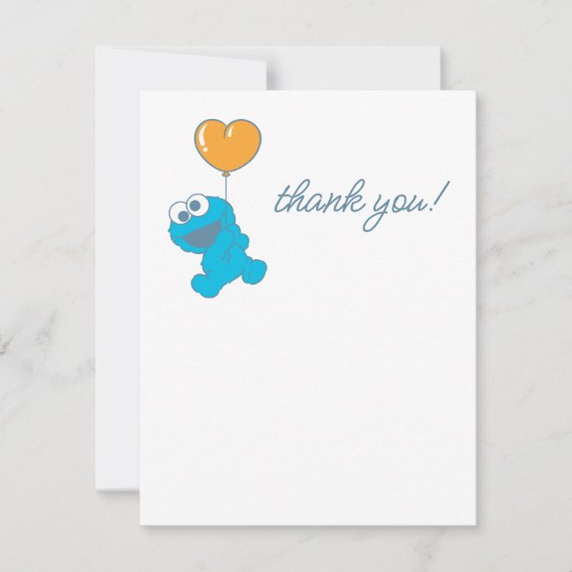 Cookie Monster Baby Shower Thank You Card (Front)