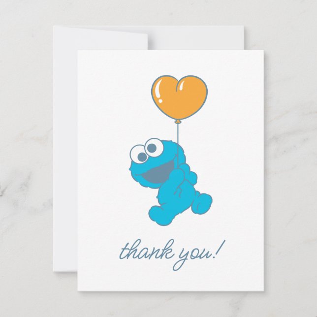 Cookie Monster Baby Shower Thank You Card (Front)