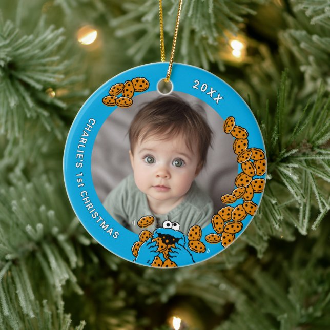 Cookie Monster Baby's 1st Christmas Photo Ceramic  Ceramic Tree Decoration (Tree)