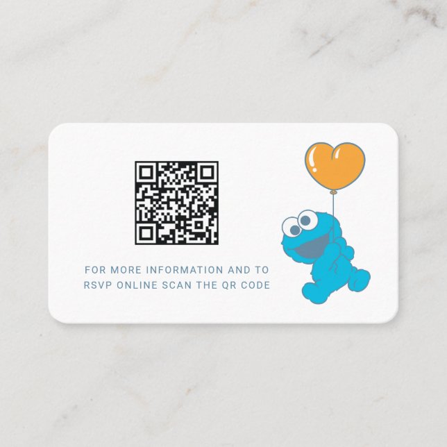 Cookie Monster Balloon Gift Registry Place Card (Front)