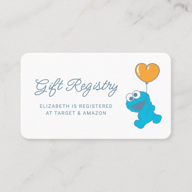Cookie Monster Balloon Gift Registry Place Card (Front)