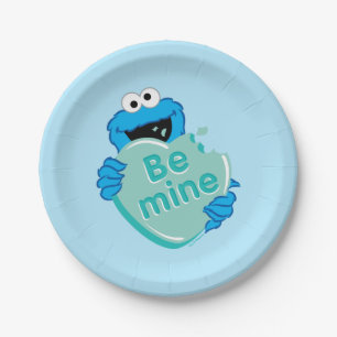 Cookie Monster "Be Mine" Valentine's Heart Candy Paper Plate