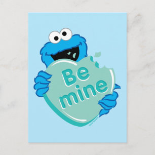 Cookie Monster "Be Mine" Valentine's Heart Candy Postcard