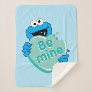 Cookie Monster "Be Mine" Valentine's Heart Candy Sherpa Blanket
