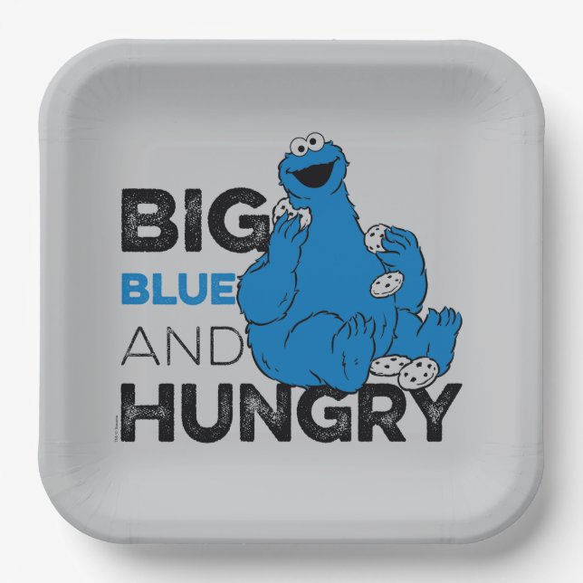 Cookie Monster | Big Blue & Hungry Paper Plate (Front)