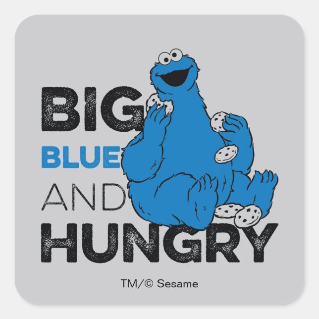 Cookie Monster | Big Blue & Hungry Square Sticker (Front)